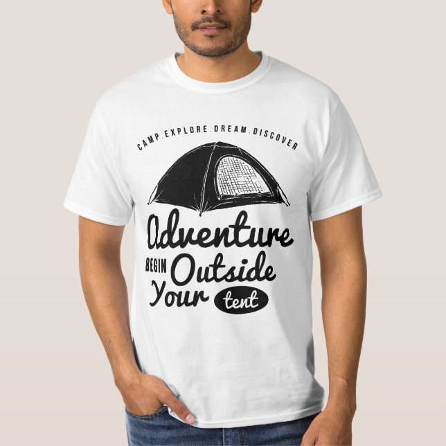 Camiseta A Aventura Começa Fora Da Sua Tenda (Frente)