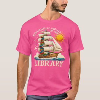 Camiseta A Aventura Começa Na Biblioteca Do Livro De Biblio
