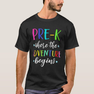 Camiseta A Aventura de Professores Pré-K Começa A Pré-Escol