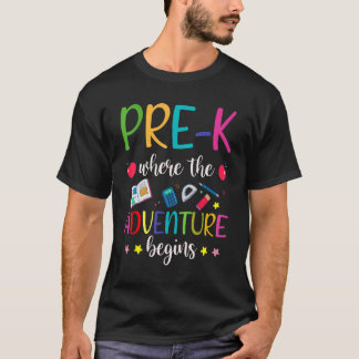 Camiseta A Aventura Pré-K de Professores Começa A Pré-Escol