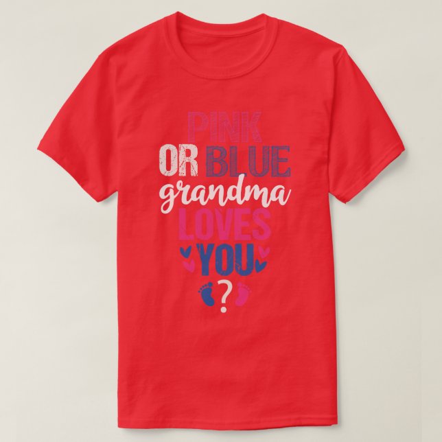 Camiseta A avó rosa ou azul ama você 2 (Frente do Design)