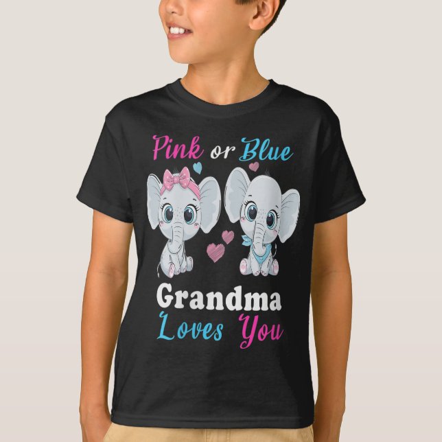 Camiseta A avó rosa ou azul ama você elefantes, querida (Frente)