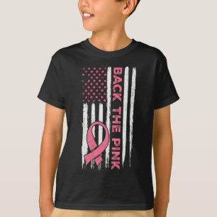 Camiseta A Bandeira Americana da Fita Rosa Conscientização