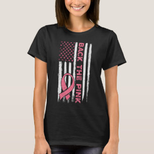 Camiseta A Bandeira Americana da Fita Rosa Conscientização