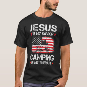 Camiseta A Bandeira Americana É O Meu Salvador Camping É O 