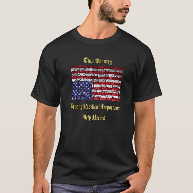 Camiseta A bandeira Americana Incomoda-Se Em Cima De Rochas (Frente)
