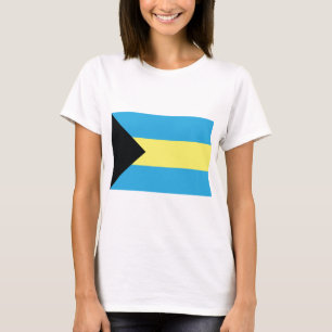 Camiseta A bandeira de Bahamas na água-marinha preta e no