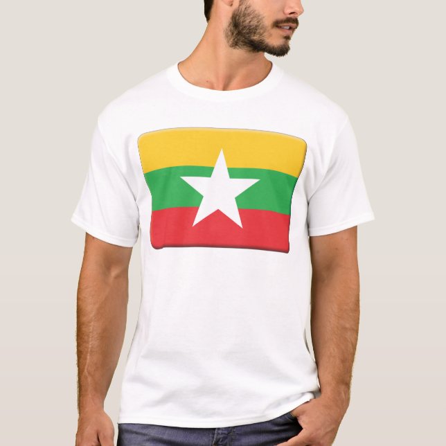 Camiseta A bandeira de Myanmar PERSONALIZA (Frente)