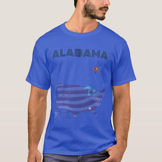 Camiseta A bandeira dos EUA com um estado no mapa para o Un (Frente)