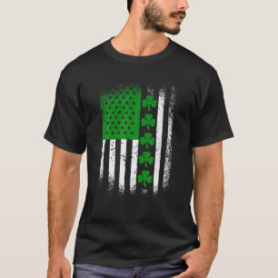 Camiseta A bandeira irlandesa americana Lucky Shamrock Rua