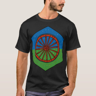 Camiseta A Bandeira Romani Com Estrelas E Flores.