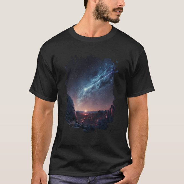 Camiseta A beleza do céu noturno entre asteroides (Frente)