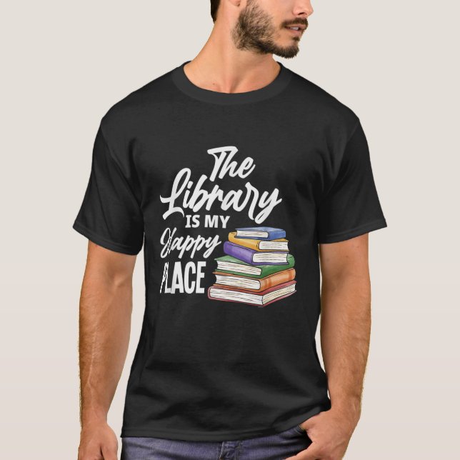 CAMISETA A BIBLIOTECA É O MEU LUGAR FELIZ (Frente)