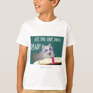 Camiseta A biblioteca - Samoyed - cães legal leu a