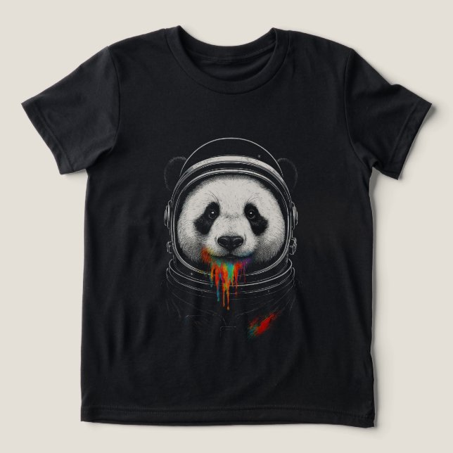 Camiseta A black and white panda bear wearing a space suit (Design frontal)