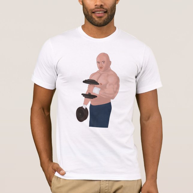 Camiseta A bodybuilder daddy training with dumbbells (Frente)