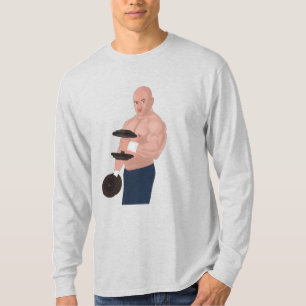 Camiseta A bodybuilder daddy training with dumbbells