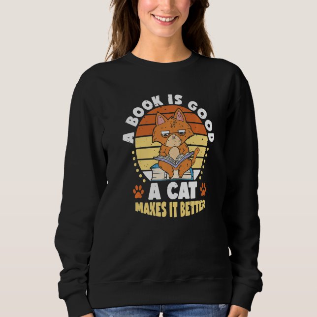 Camiseta A Book Is Good Cat Makes It Better Book Cat  Dog (Frente)