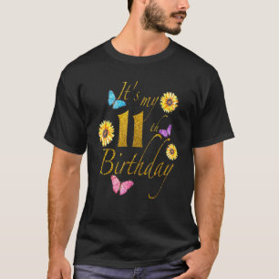 Camiseta A Borboleta De Girassol Feliz É Meu 11 Aniversário