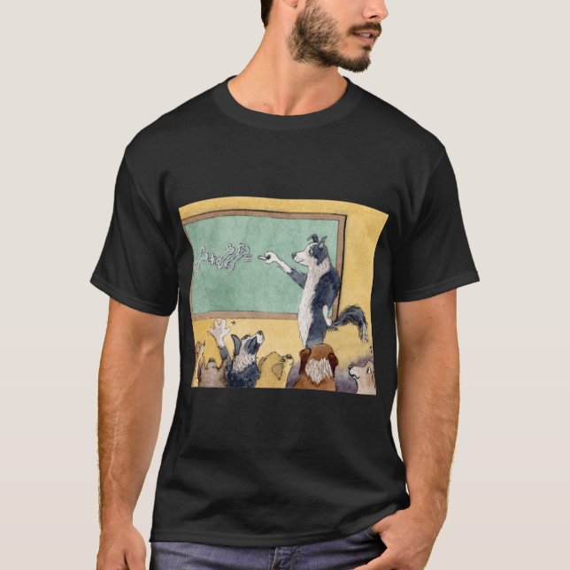 Camiseta A Border Collie dog teaches his pup pupils maths   (Frente)