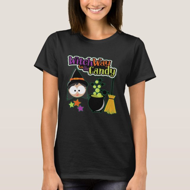 Camiseta A Bruxa Do Halloween Vai Para O Docinho (Frente)