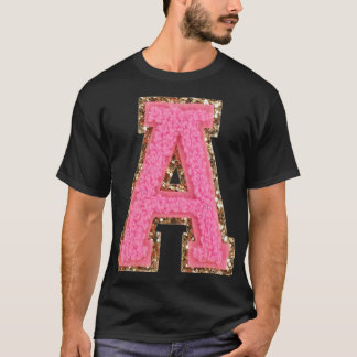 Camiseta A - Bubblegum Glitter Varsity - Letra Patches