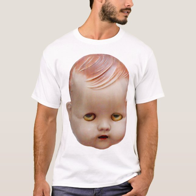 Camiseta A cabeça assustador da boneca (Frente)