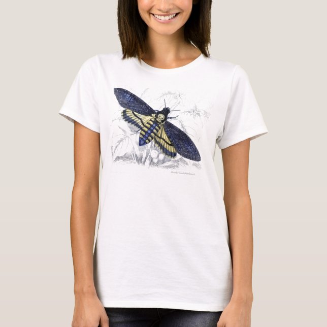 Camiseta A cabeça de morte assustador floral Hawkmoth do (Frente)