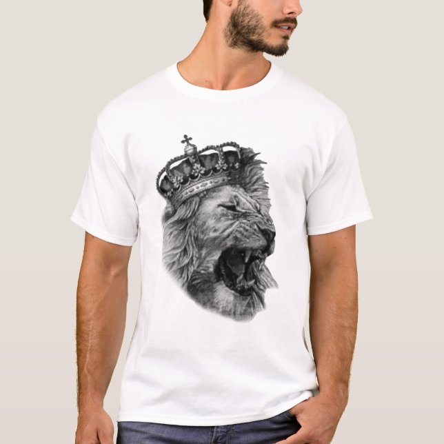Camiseta a cabeça do leão com sua coroa majestosa (Frente)