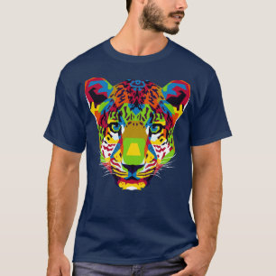 Camiseta A Cabeça-Leopardo Colorida