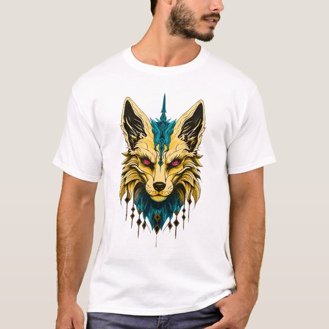Camiseta A cabeça mística de raposa, nobre e misteriosa. (Frente)