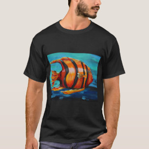 Camiseta A caminho da escola Pintura de peixe anjo em acríl