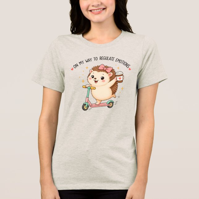 Camiseta A Caminho de Regular Emoçõesouri Funny Hedgehog (Frente)