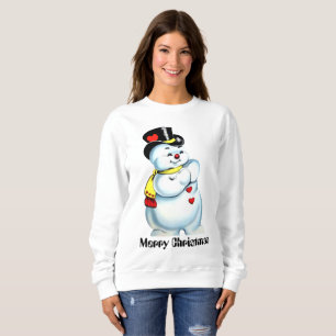 Camiseta A camisola das mulheres do boneco de neve do natal