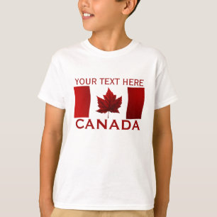 Camiseta A camisola do miúdo da bandeira de Canadá da