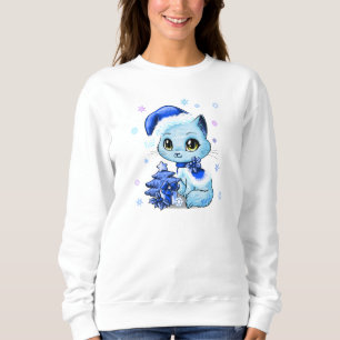 Camiseta A camisola mão bonita das mulheres tiradas do gat