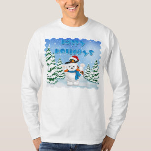 Camiseta A Capa longa T dos homens do pinguim do urso polar