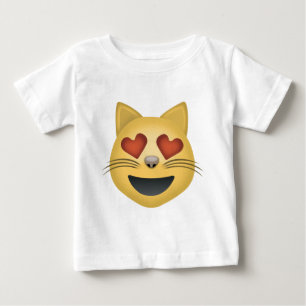 Camiseta A cara de sorriso do gato com o coração dado for