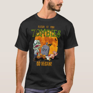 Camiseta A Carne é Para Zombies Vá Vegano Halloween Pijama