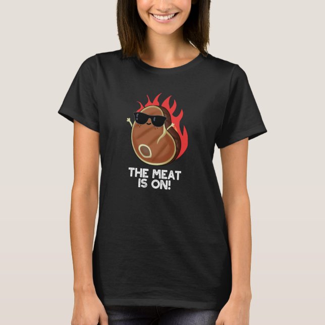 Camiseta A Carne Está Na Comida Engraçada Pun Dark BG (Frente)
