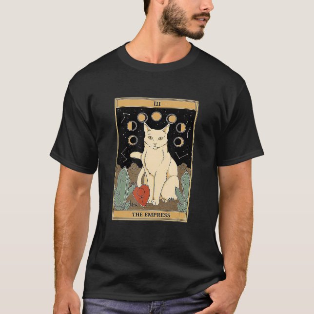 Camiseta A Carta de Tarot do Gato da Imperatriz (Frente)