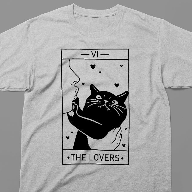 Camiseta A Carta de Tarot do Gato dos Amantes (Criador carregado)