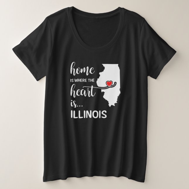 Camiseta A casa de Illinois é onde está o coração (Frente do Design)