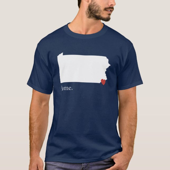 Camiseta A casa é o lugar onde o coração está - Pensilvânia (Frente)