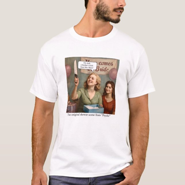Camiseta A cena original do chuveiro de Psicose. (Frente)