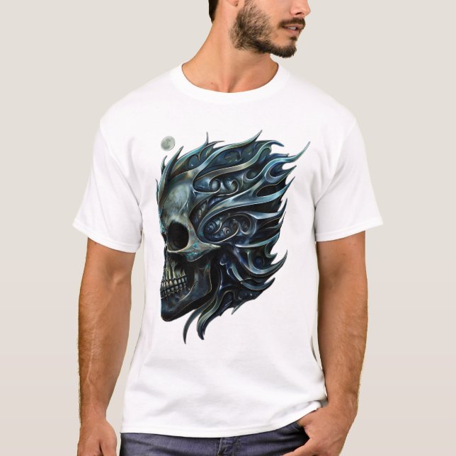 Camiseta A Chama da Vida: Um Design de Caveira. (Frente)