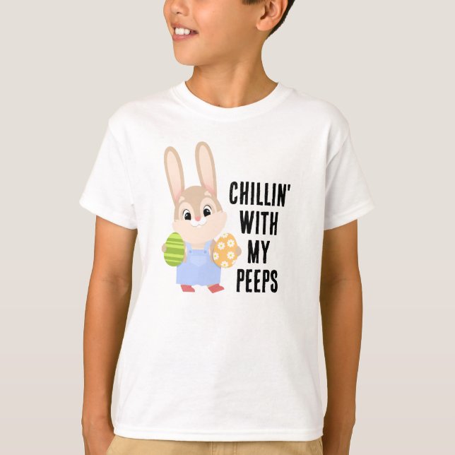 Camiseta A chorar com o meu coelho da Páscoa com ovos (Frente)