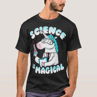 Camiseta A ciência é mágica Cientista Unicórnio Arco-íris E