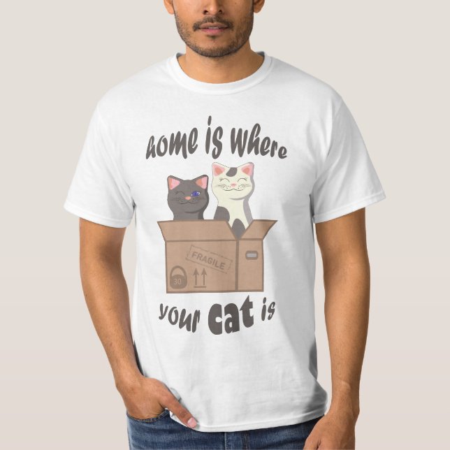 Camiseta A citação engraçada de Home é onde seu gato está (Frente)