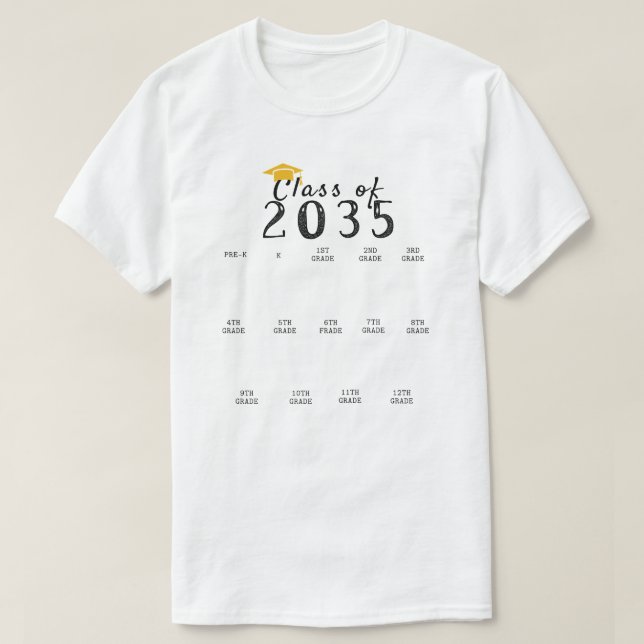 Camiseta A classe de graduação de impressão digital de 2035 (Frente do Design)